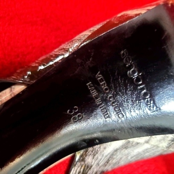 Rare Sergio Rossi Italy Designer Print Platform Heels Sandals 38 + Dustbag Y2K - Picture 6 of 11